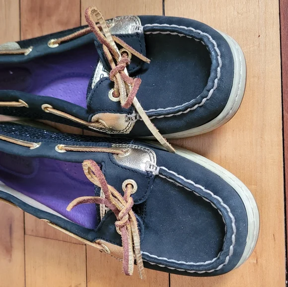 Sperry Topsider Black Sequins and Gold 1-Eye Boat Shoe - Picture 9 of 10